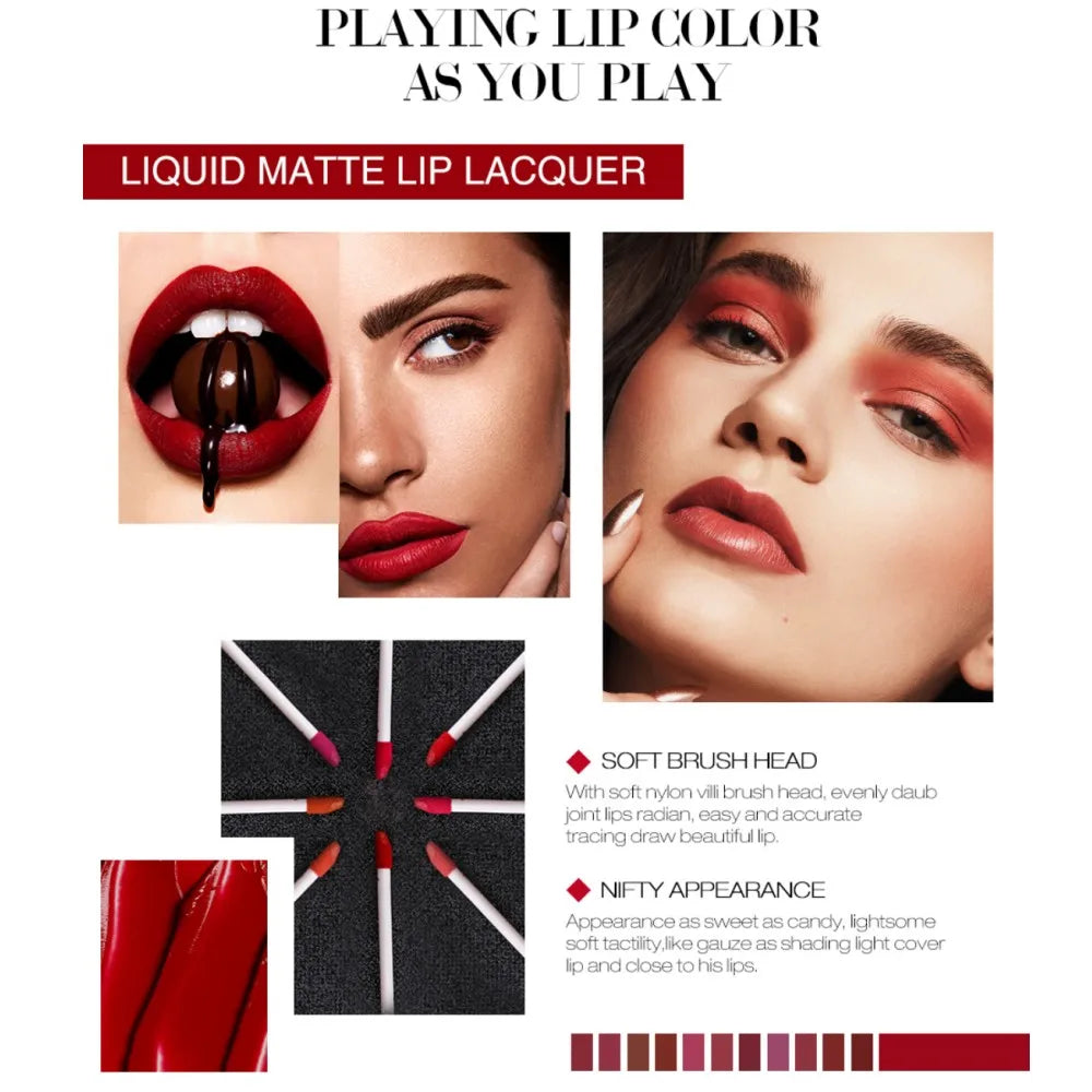 O.TWO.O 12-Color Velvet Matte Lipstick – Long-Lasting & Waterproof