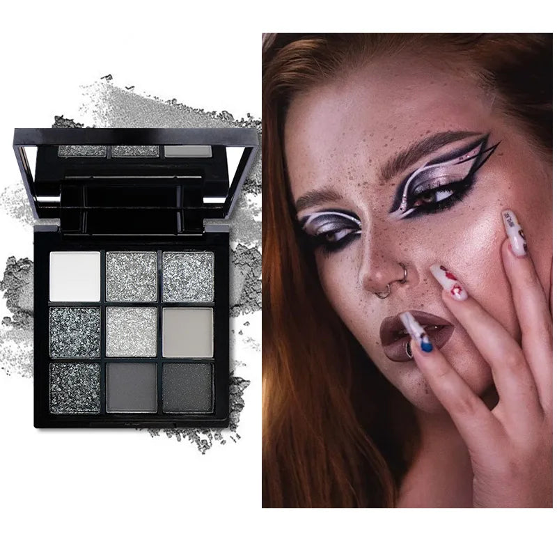 9-Grid Red Purple Eyeshadow Palette Long Lasting