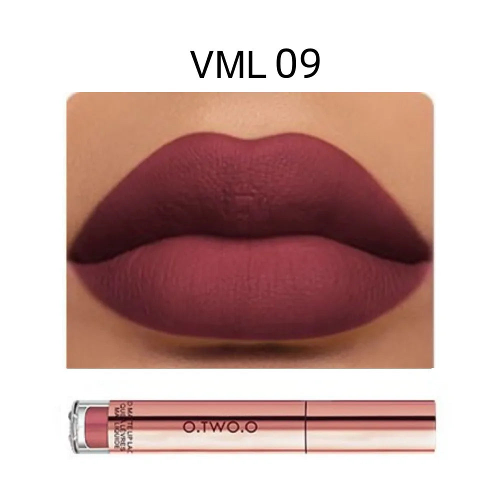 O.TWO.O 12-Color Velvet Matte Lipstick – Long-Lasting & Waterproof