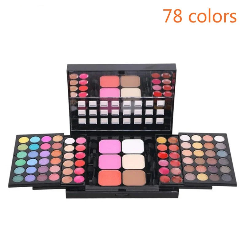 40/74/78-Color Glitter Eyeshadow Palette – Matte & Waterproof