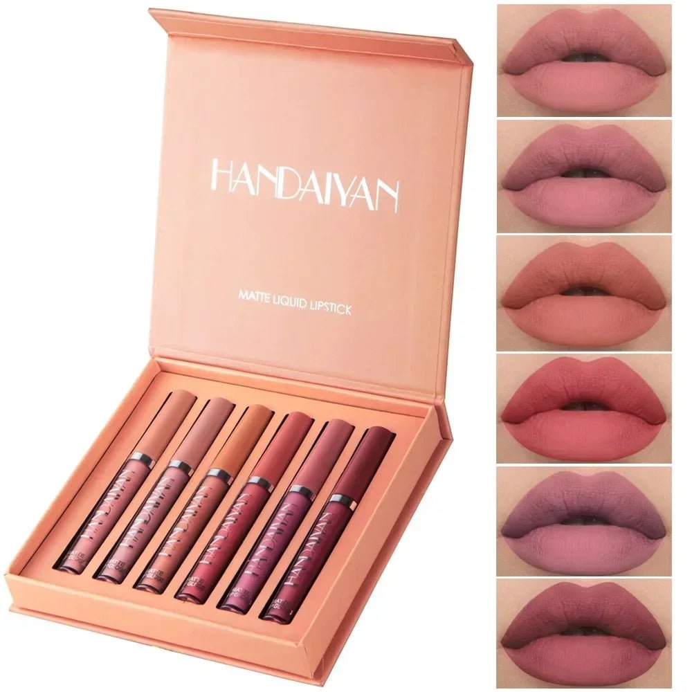 HANDAIYAN 6-Piece Lipstick Set – Waterproof & Long-Lasting Matte - Addoree