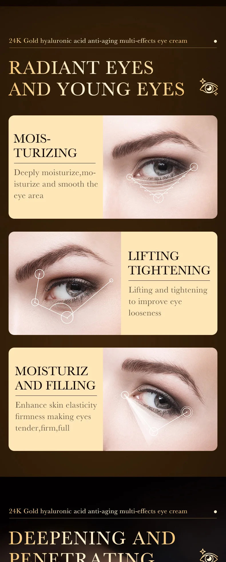 24k Gold Hyaluronic Acid Eye Cream Moisturizing