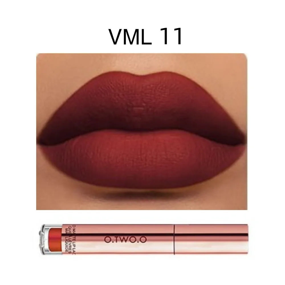 O.TWO.O 12-Color Velvet Matte Lipstick – Long-Lasting & Waterproof