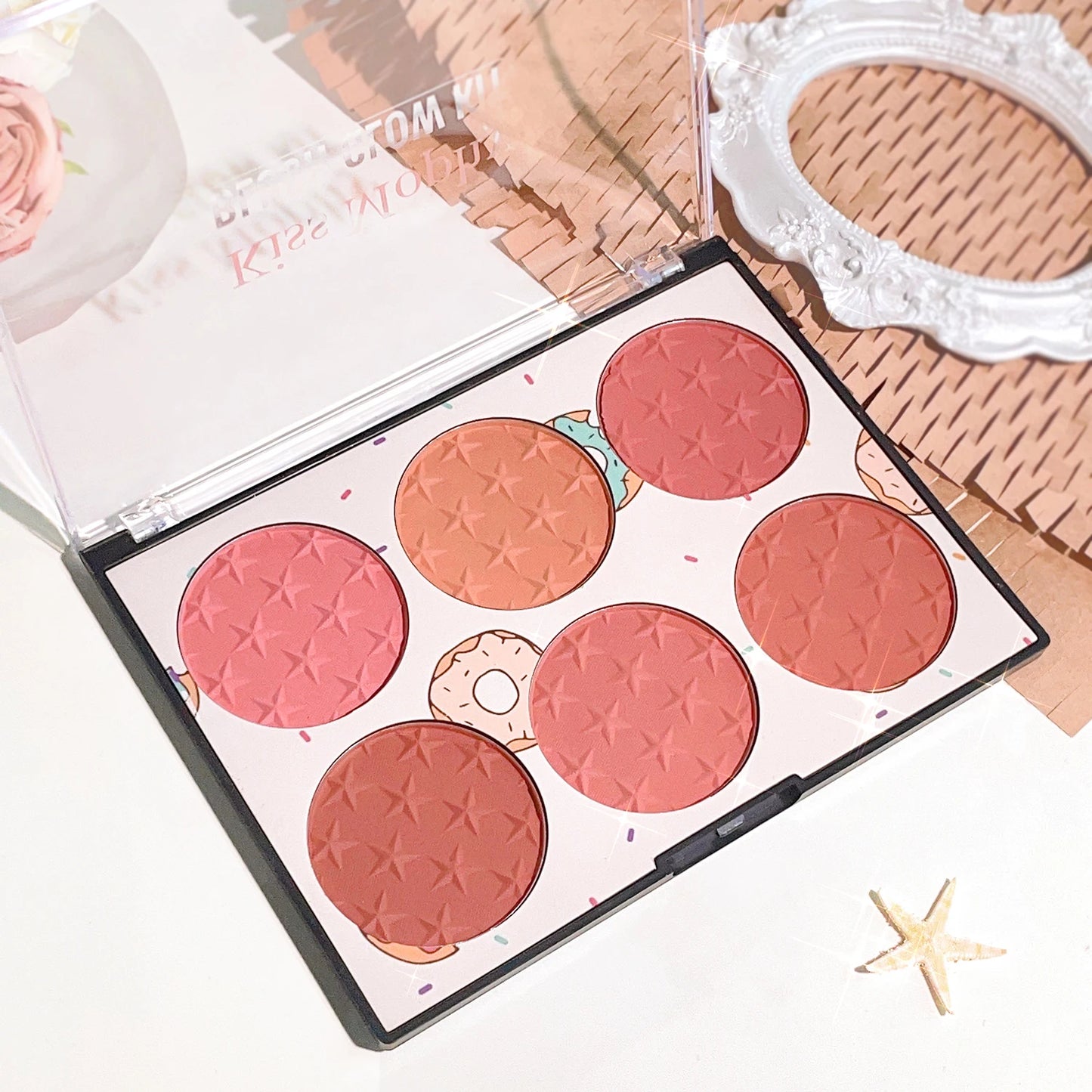 Six-Color Blush Palette – Waterproof Matte & Pearl Shades