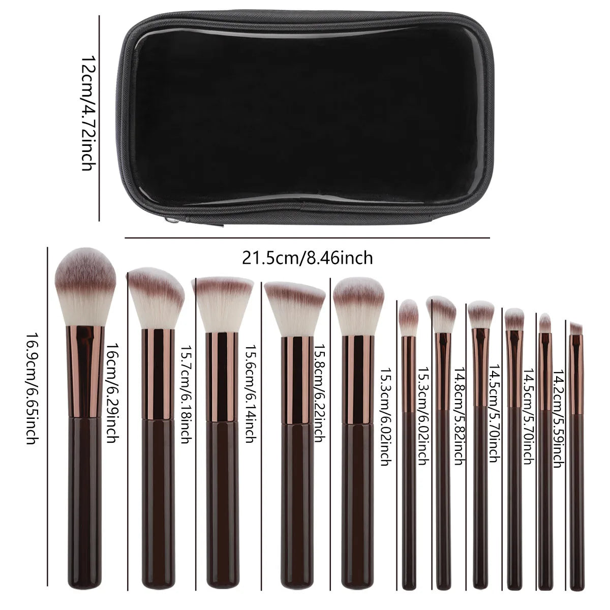11pcs Solid Wood Handle Makeup Brush Set