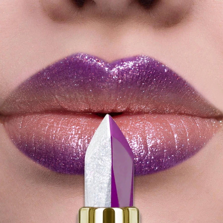 Purple Glitter Two-Tone Lipstick – Moisturizing & Long-Lasting