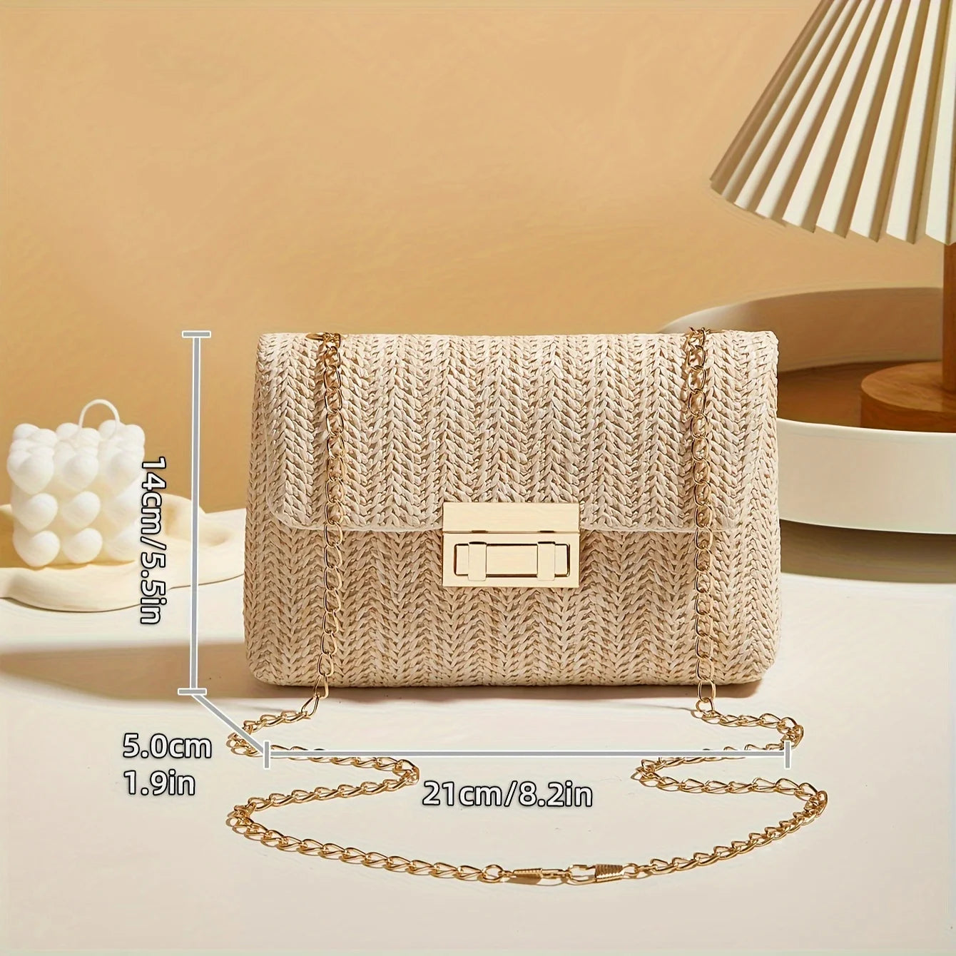 Woven straw shoulder bag