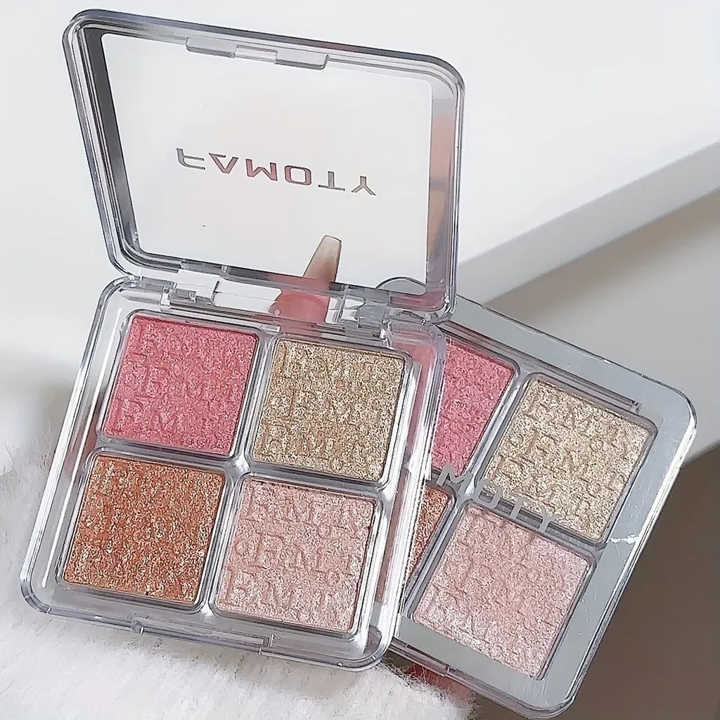 4 Color Face Highlighter Palette Glitter Shimmer Waterproof