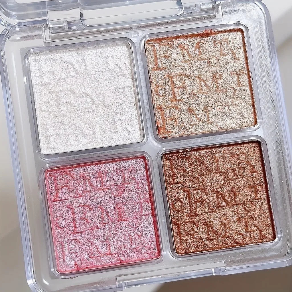 4 Color Face Highlighter Palette Glitter Shimmer Waterproof