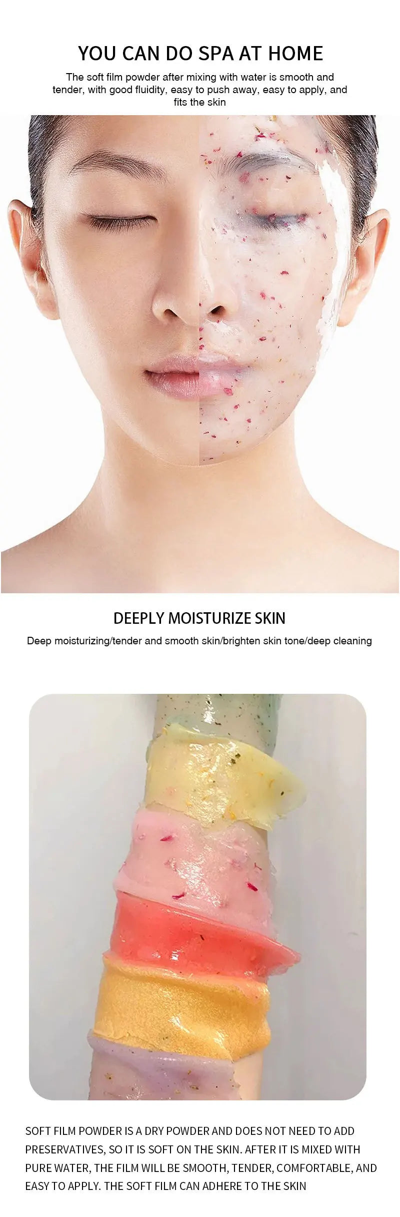 350g 24K Gold Hydrating Soft Mask Powder – Rose Petal Crystal Jelly