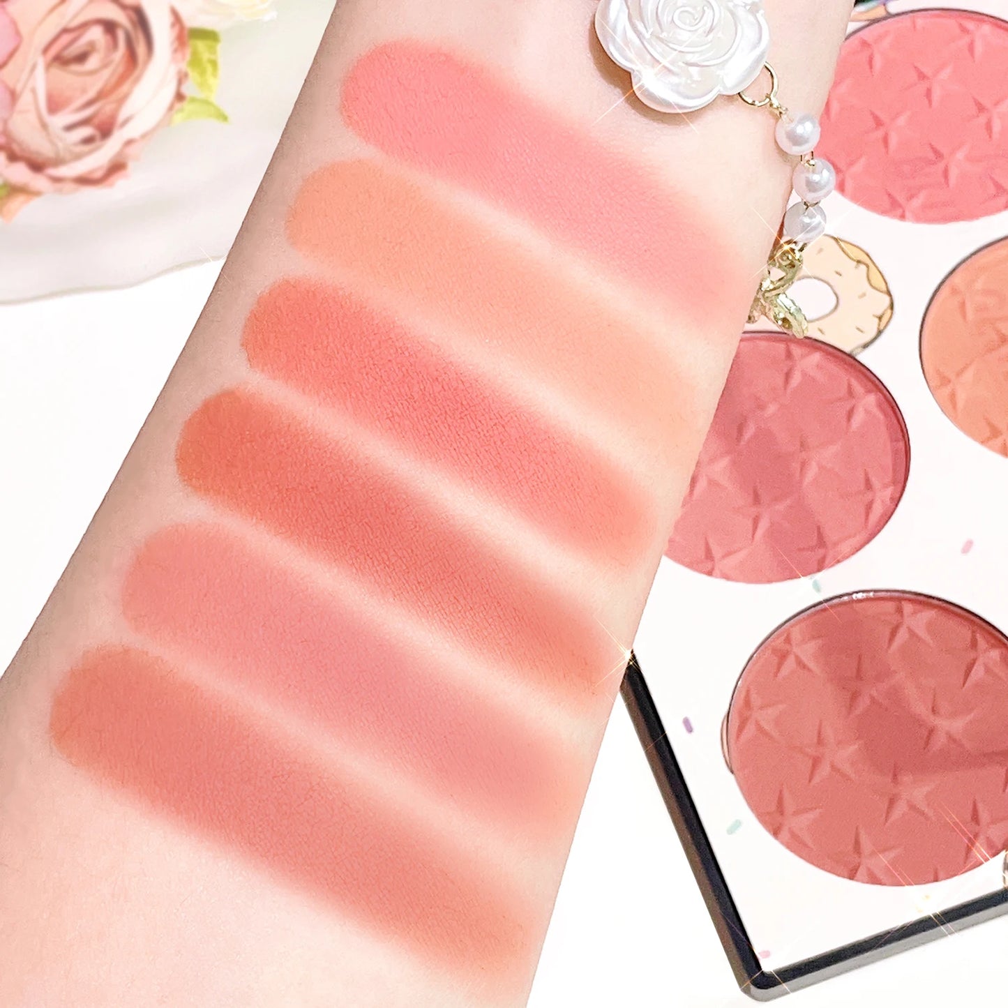 Six-Color Blush Palette – Waterproof Matte & Pearl Shades