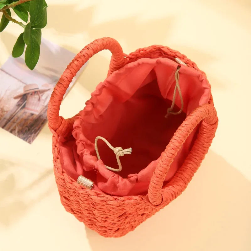Handwoven Rattan Half-Moon Bag