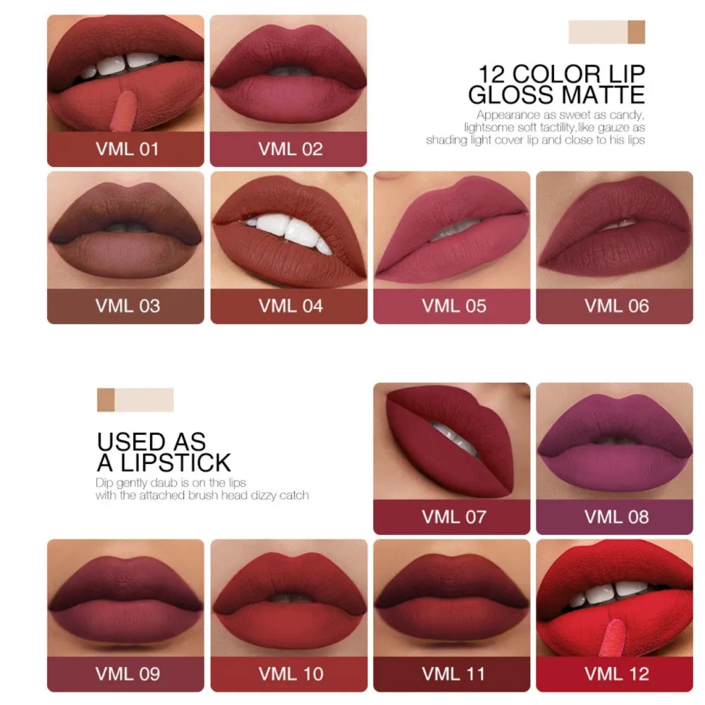 O.TWO.O 12-Color Velvet Matte Lipstick – Long-Lasting & Waterproof