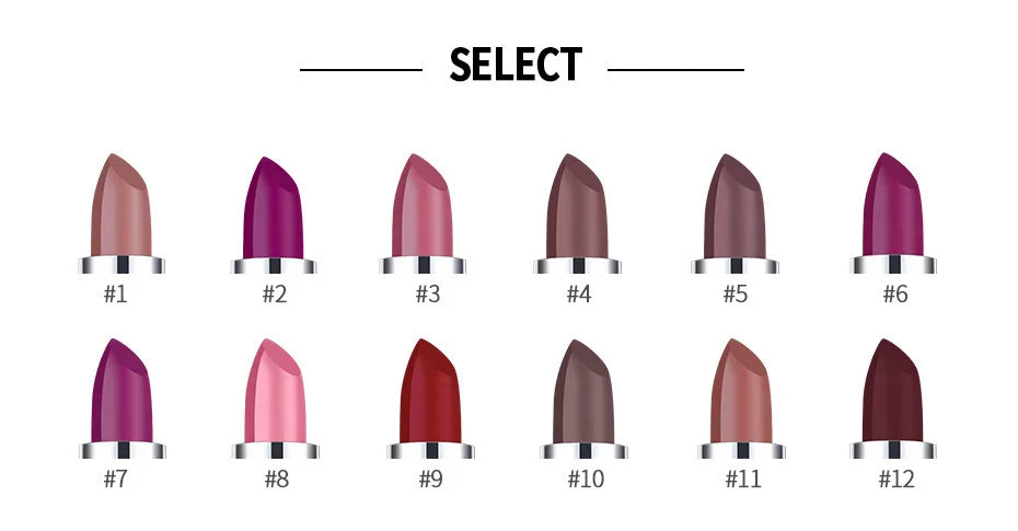 HANDAIYAN 12-Color Matte Velvet Lipstick – Long-Lasting & Waterproof