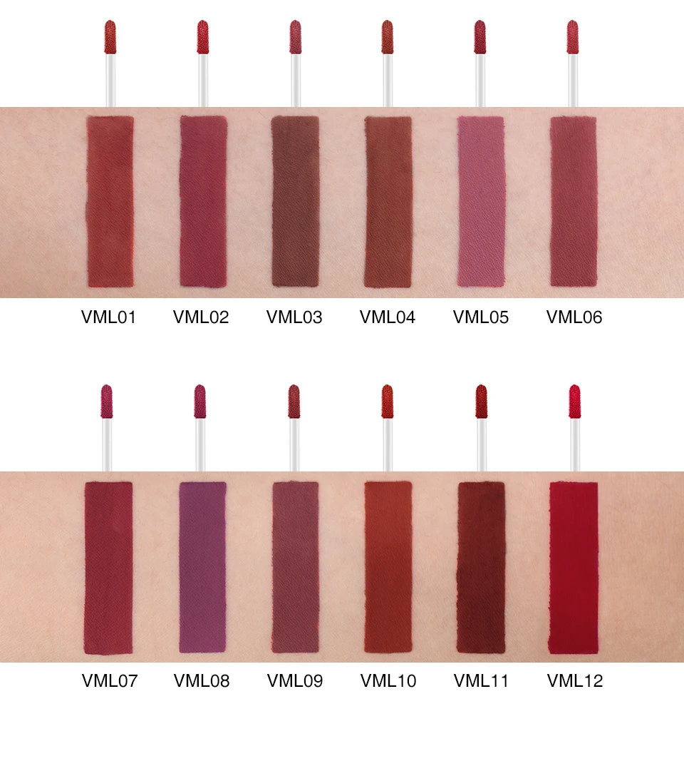 O.TWO.O 12-Color Velvet Matte Lipstick – Long-Lasting & Waterproof
