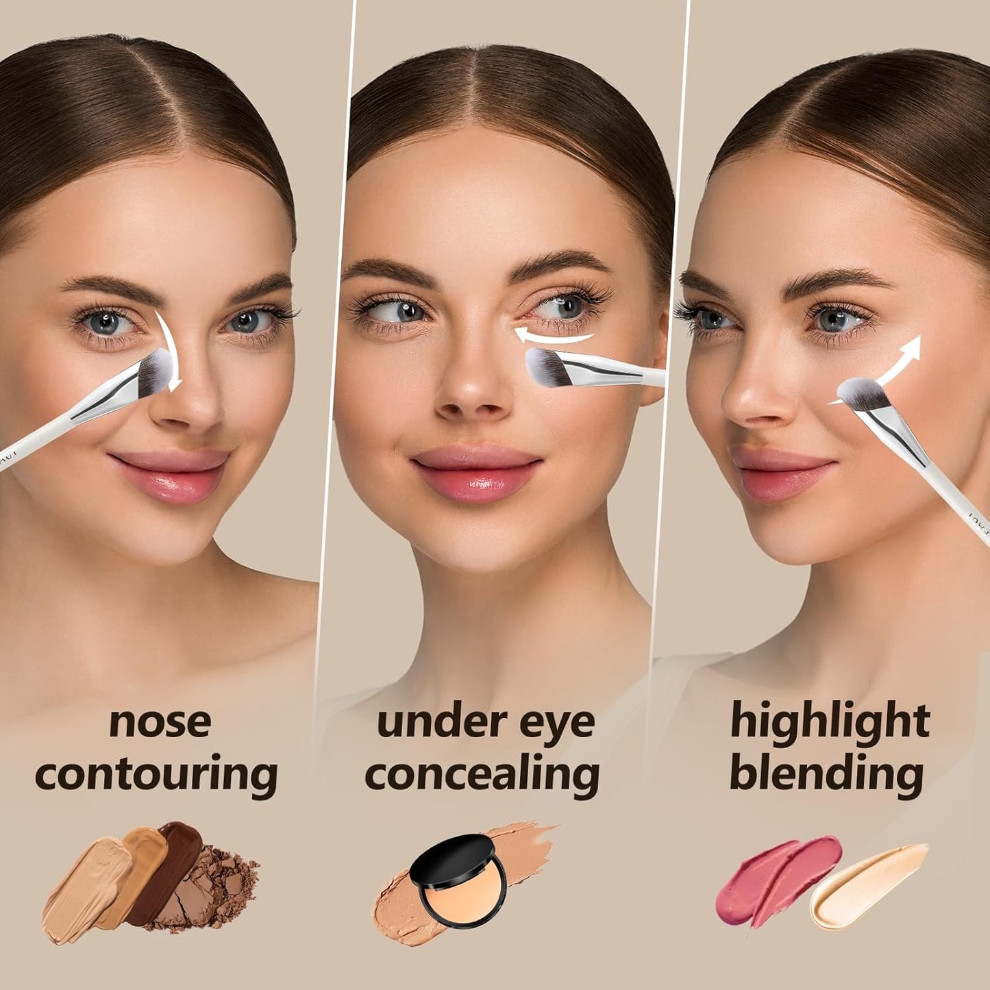Concealer Brush, Angled under Eye Makeup Small Foundation Precision Face Blending Brush (193 Concealer Brush)