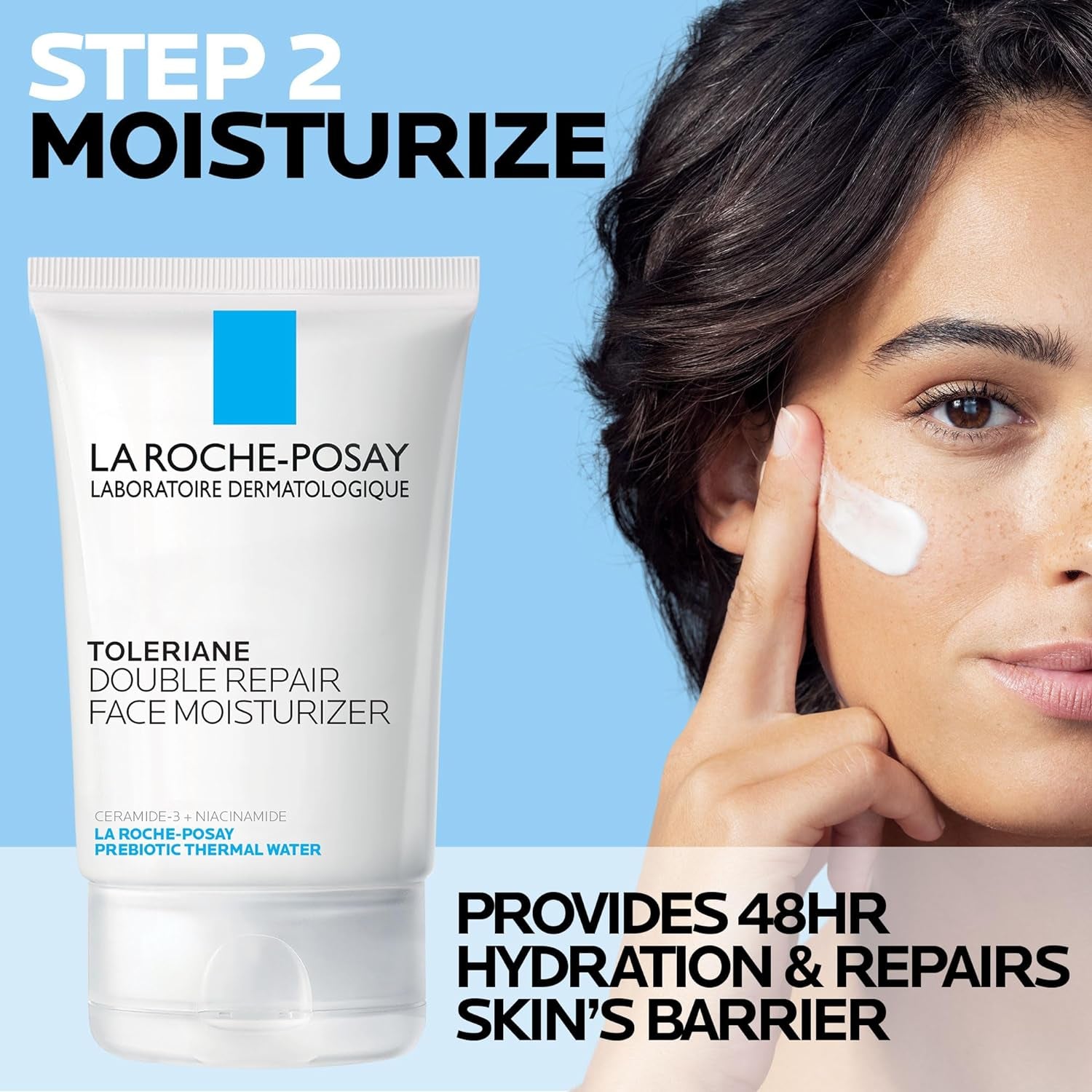 La Roche-Posay Toleriane Double Repair Face Moisturizer - Daily Hydrating Cream with Ceramide and Niacinamide for All Skin Types, Provides Immediate Comfort and Long-Lasting Hydration, Fragrance-Free