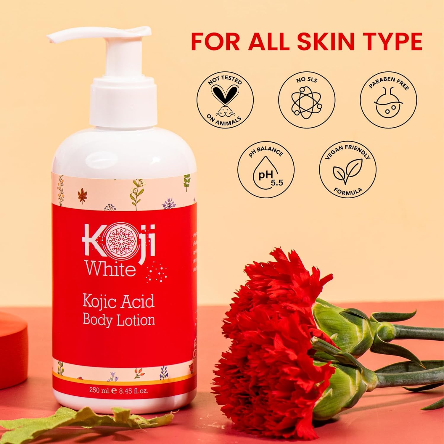 Kojic Acid Body Lotion – Vegan Moisturizing Lotion for Dry Skin, Hydrating and Nourishing, Paraben-Free, 8.45 Fl Oz