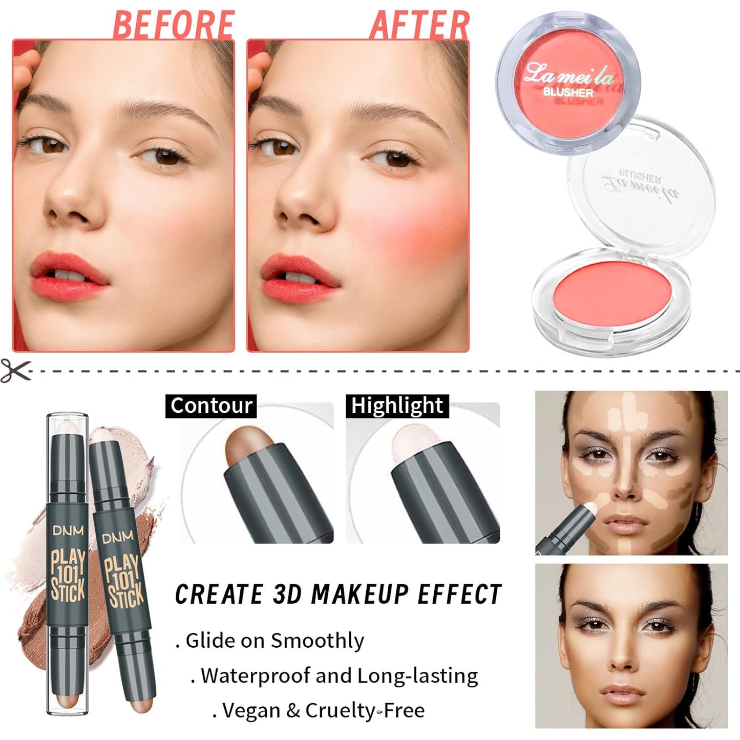 Makeup Set for Girls & Women, Full Face Kit, Travel Kit, Present Set, Eyeshadow, Foundation, Blusher, Eyeliner, Lip Gloss, Makeup Brushes & Sponge Bag