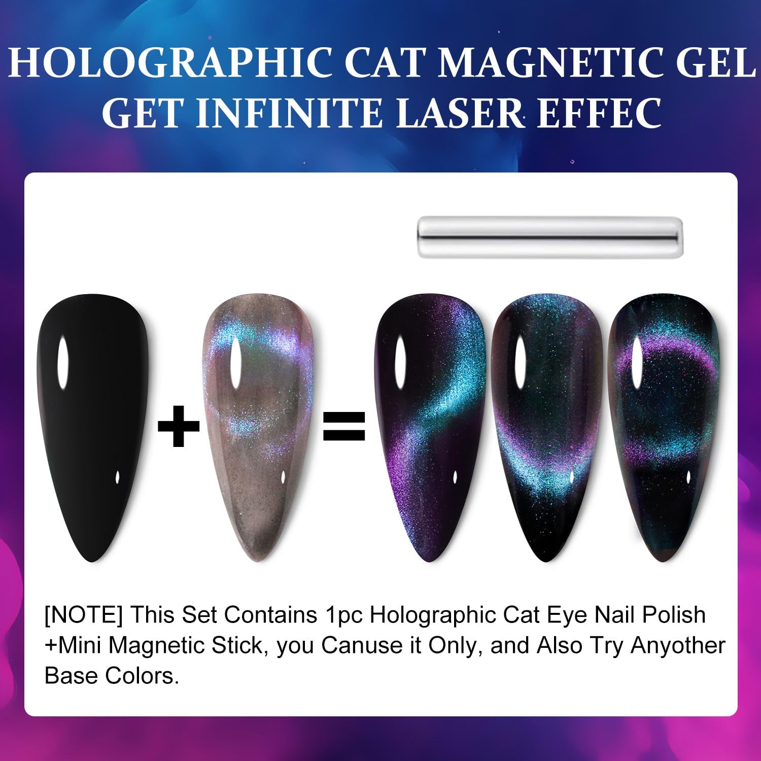 Cat Eye Nail Polish,Magnetic Effects with Chameleon Natural Air Drying Nail Art Salon Manicure Home(A02, 10ML)