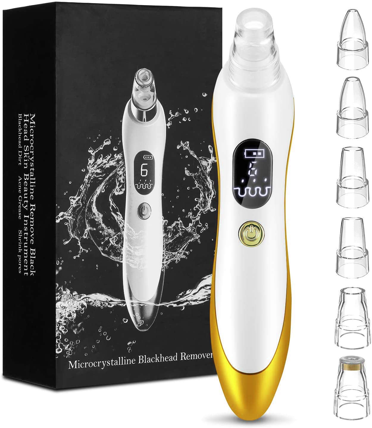 Blackhead Remover Vacuum,  2020 Newest Pore Cleaner Rechargeable 6 Levels Strong Suction Pore Vacuum and 6 Replacement Probes Electric Blackhead Comedone Extractor Acne Removal Tool for Nose Face