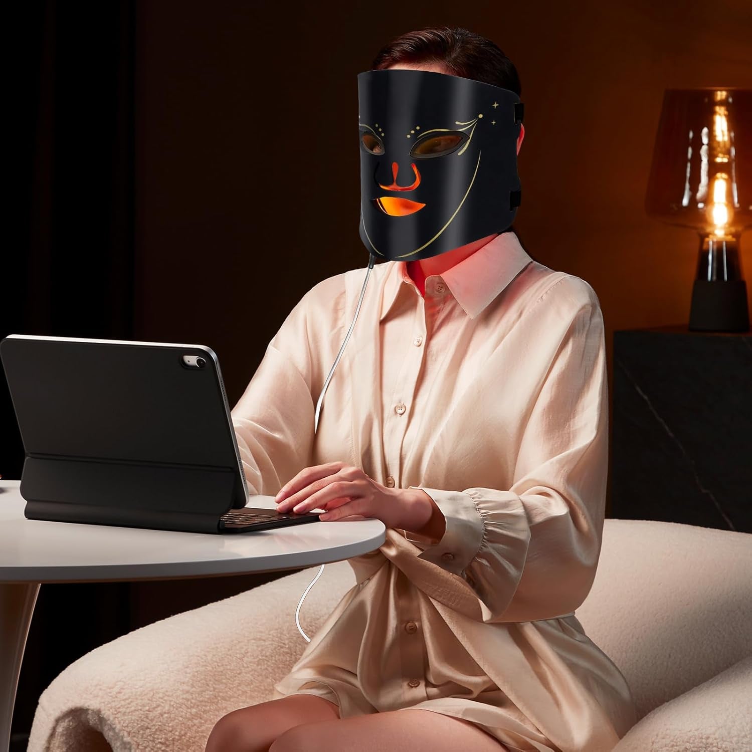 Red Light Mask, Led Mask Light for Face & Neck, Near-Infrared 850Nm & 630Nm Red Therapy Device for Face, Portable & Rechargeable Skincare Tool