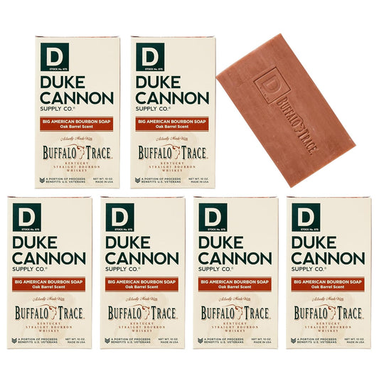 Premium Bourbon Scented Soap Bar for Men - Buffalo Trace Infused, Charred Oak Barrel Fragrance, Extra Large 10 Oz Multi-Pack (6 Bars), Suitable for All Skin Types