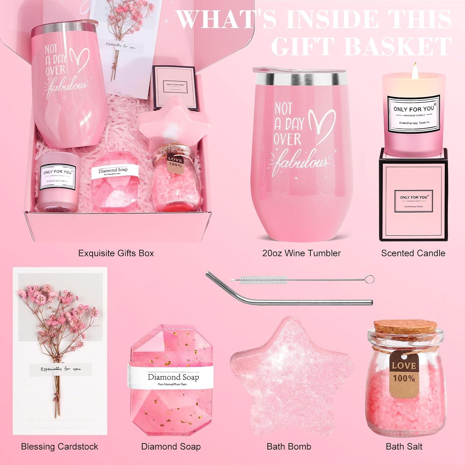 Rose Spa Gift Basket Set - Thoughtful Gifts for Women: Ideal for Birthdays, Christmas, Valentine's Day, Mother's Day - Perfect for Moms, Girlfriends, Best Friends, Sisters, Wives, Teachers, and Nurses