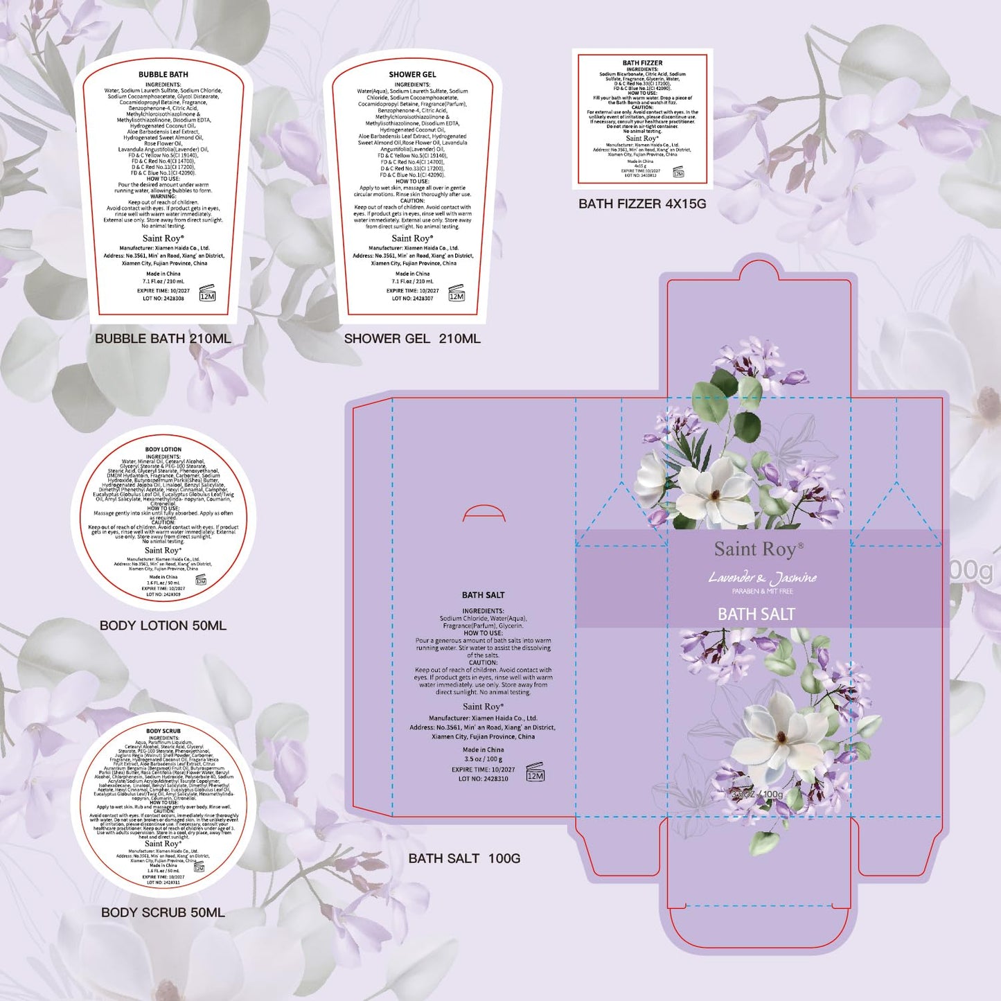 Luxury Lavender Jasmine Spa Gift Set for Mother's Day - 13-Piece Pampering Kit for Women, Ideal Get Well and Birthday Gifts