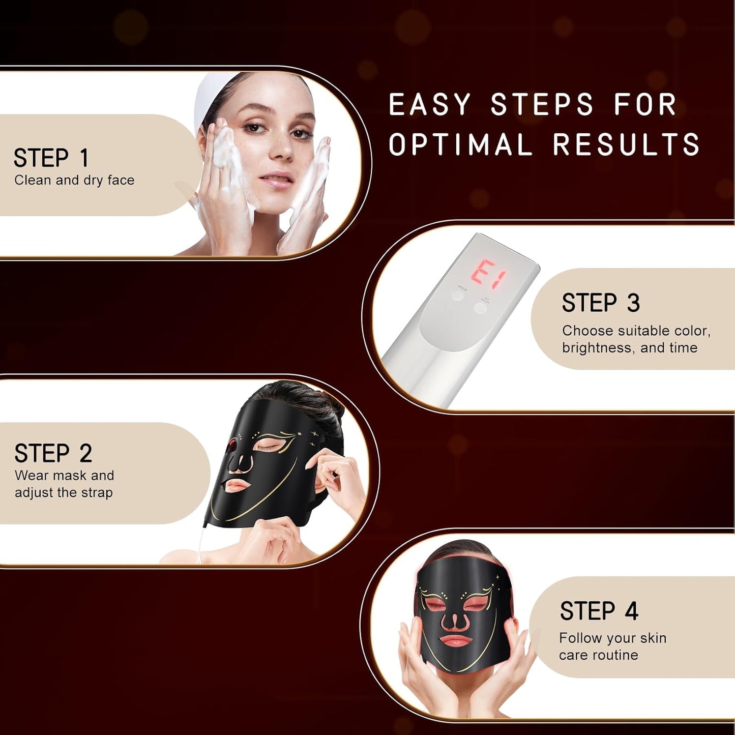 Red Light Mask, Led Mask Light for Face & Neck, Near-Infrared 850Nm & 630Nm Red Therapy Device for Face, Portable & Rechargeable Skincare Tool