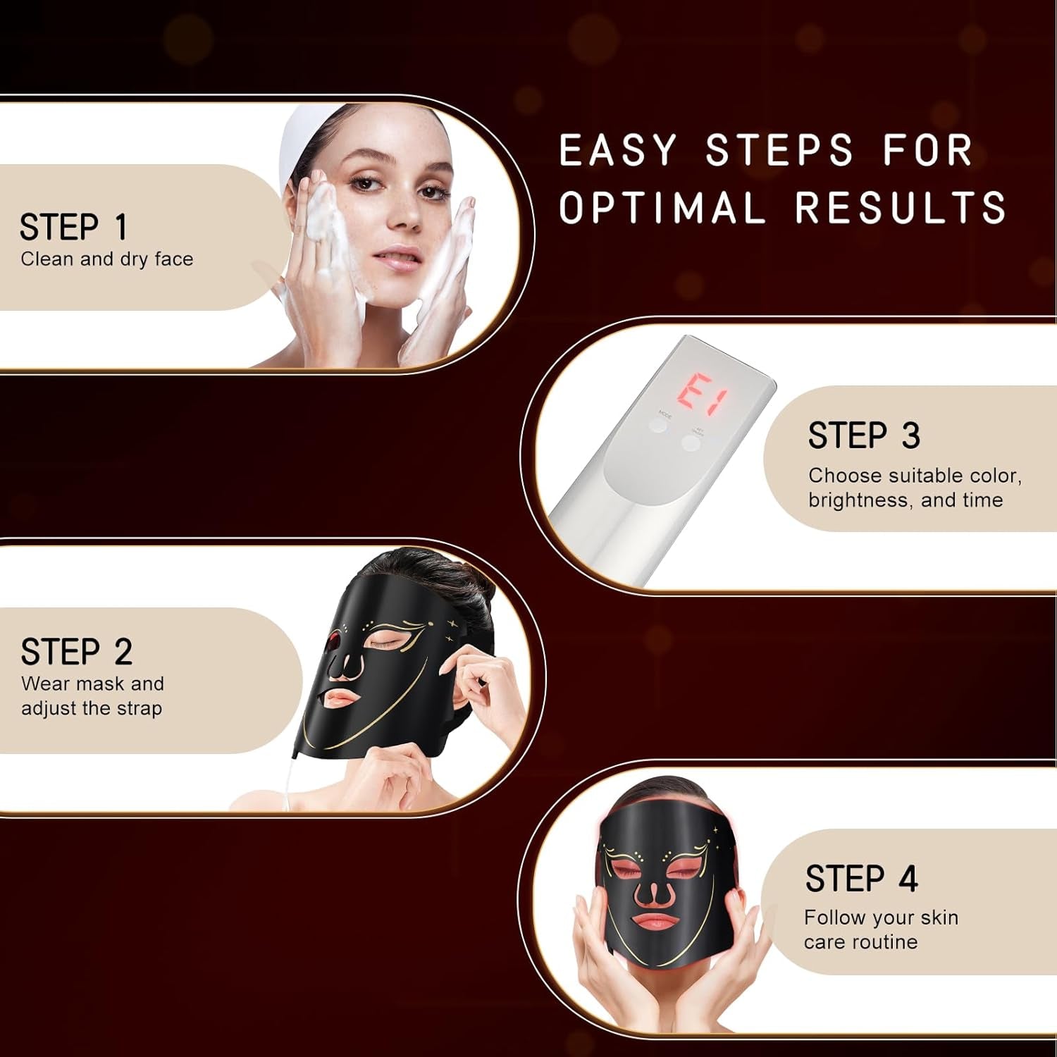 Red Light Mask, Led Mask Light for Face & Neck, Near-Infrared 850Nm & 630Nm Red Therapy Device for Face, Portable & Rechargeable Skincare Tool
