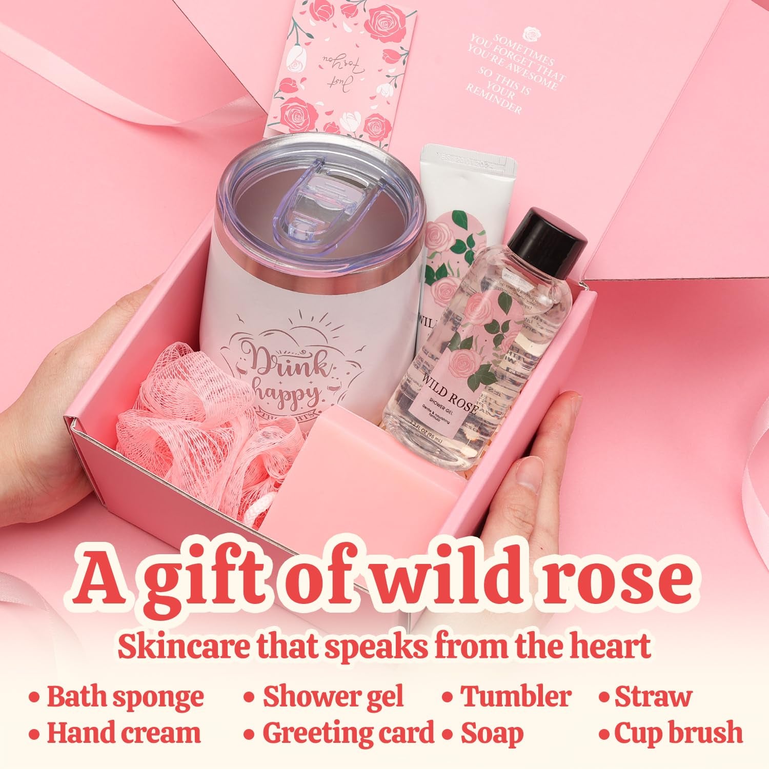 Spa Gifts for Women Bff Love Bath Sets, Rose 6Pc Bath and Body Gift Sets, Self Care Gifts, Mothers Day Gifts