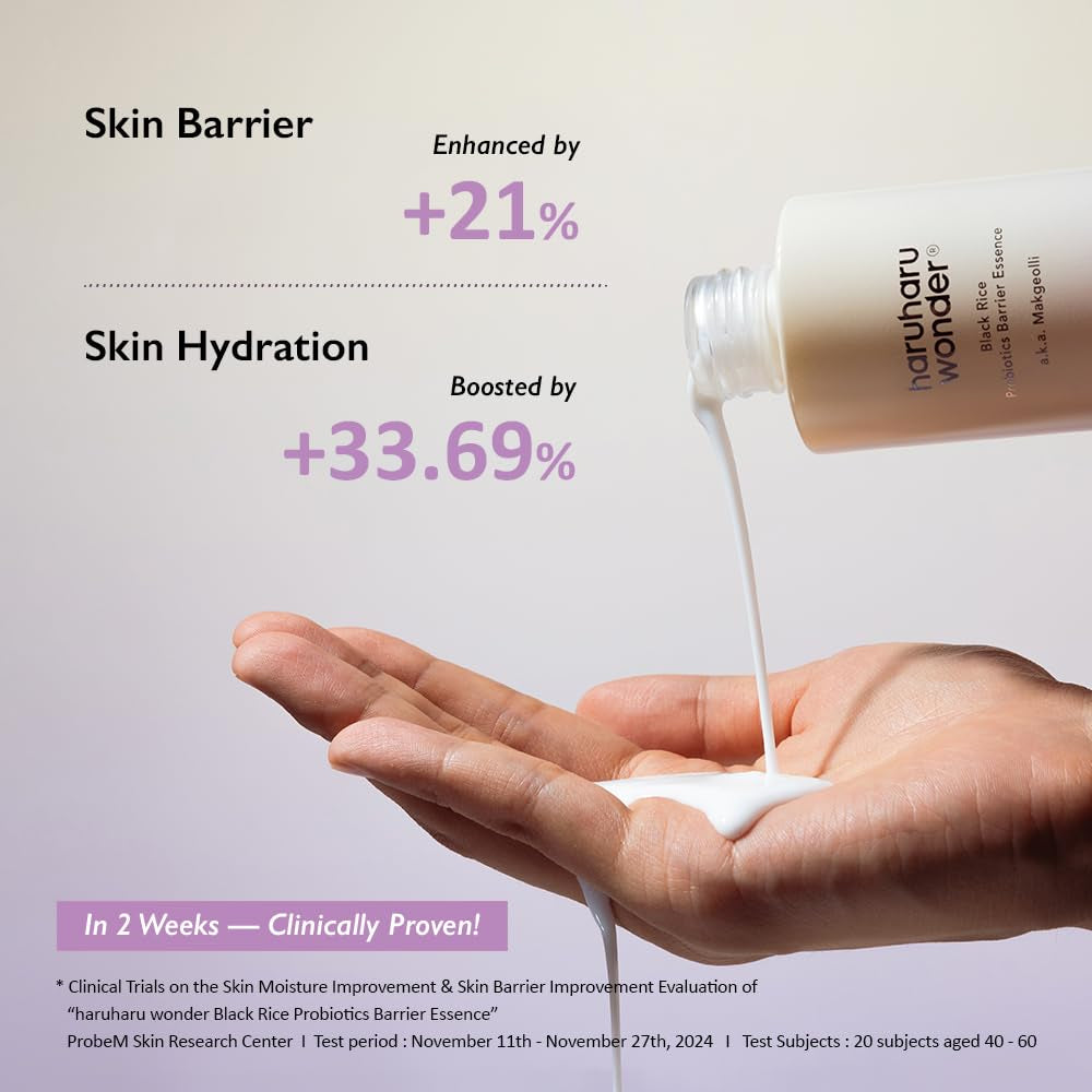 Wonder Black Rice Probiotics Barrier Essence 4.05 Fl. Oz., Essence Toner to Strengthen Skin Barrier with Ceramides, Fermented Ingredients, Milky Essence, Moisturizing, Plumping
