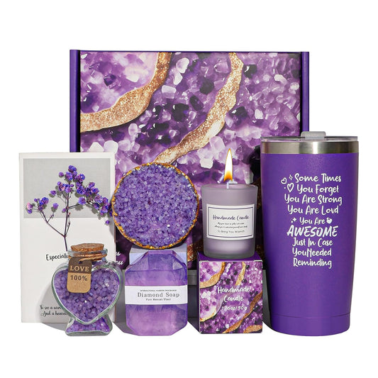 Lavender Spa Gift Basket Set for Women - Perfect Birthday Gifts for Mothers, Sisters, Daughters, and Friends