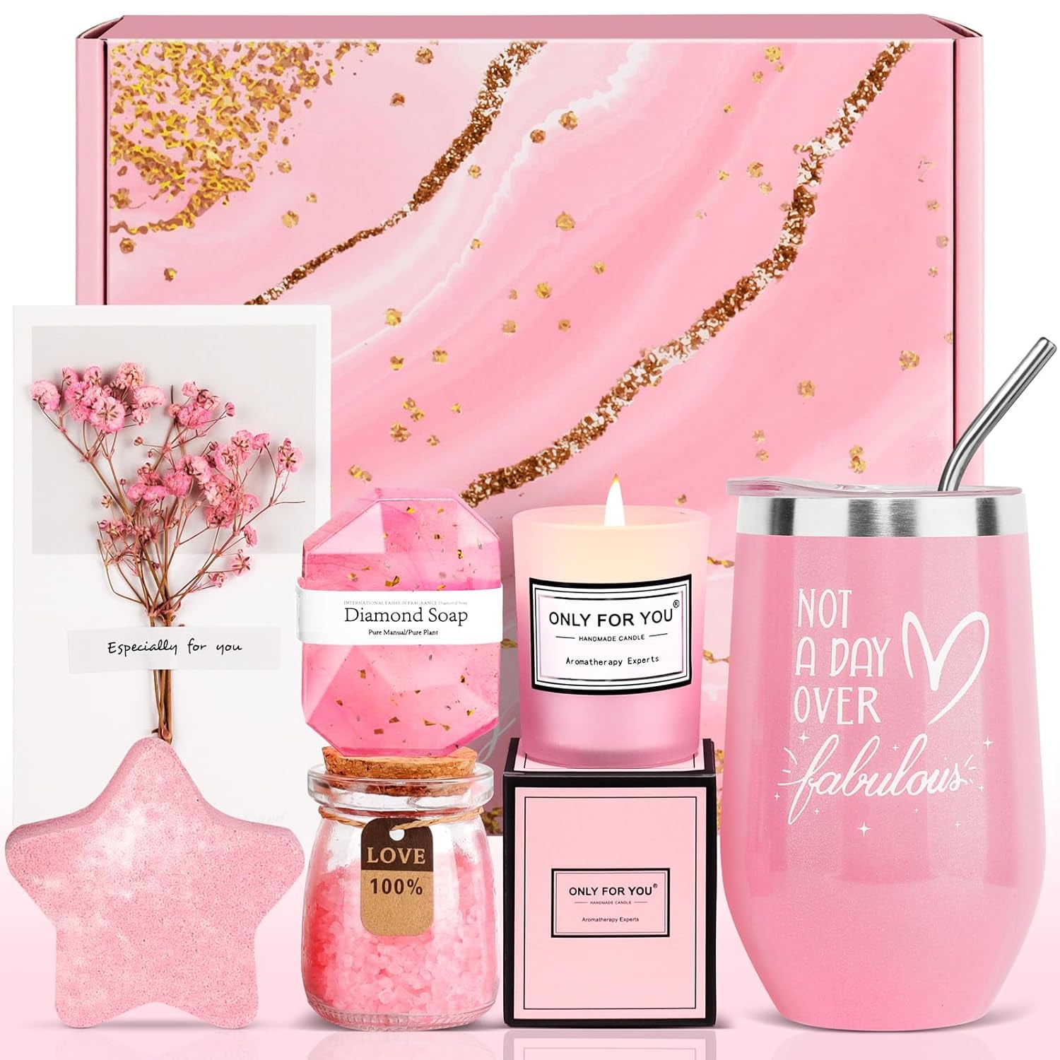 Rose Spa Gift Basket Set - Thoughtful Gifts for Women: Ideal for Birthdays, Christmas, Valentine's Day, Mother's Day - Perfect for Moms, Girlfriends, Best Friends, Sisters, Wives, Teachers, and Nurses