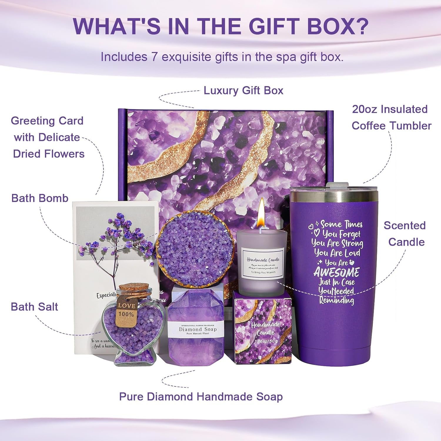 Lavender Spa Gift Basket Set for Women - Perfect Birthday Gifts for Mothers, Sisters, Daughters, and Friends