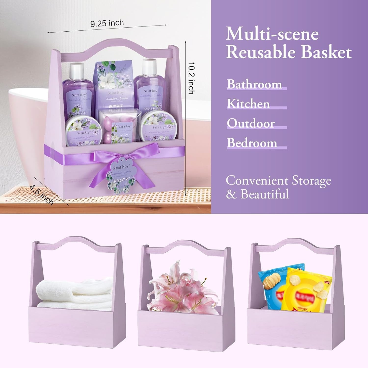 Luxury Lavender Jasmine Spa Gift Set for Mother's Day - 13-Piece Pampering Kit for Women, Ideal Get Well and Birthday Gifts