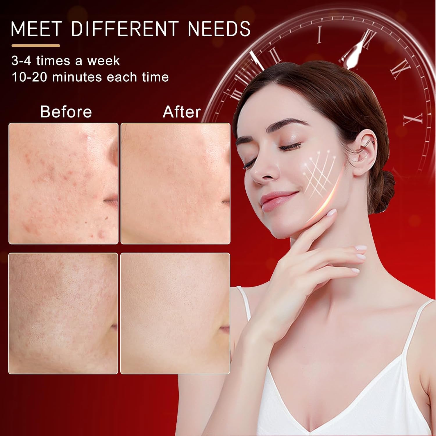 Red Light Mask, Led Mask Light for Face & Neck, Near-Infrared 850Nm & 630Nm Red Therapy Device for Face, Portable & Rechargeable Skincare Tool