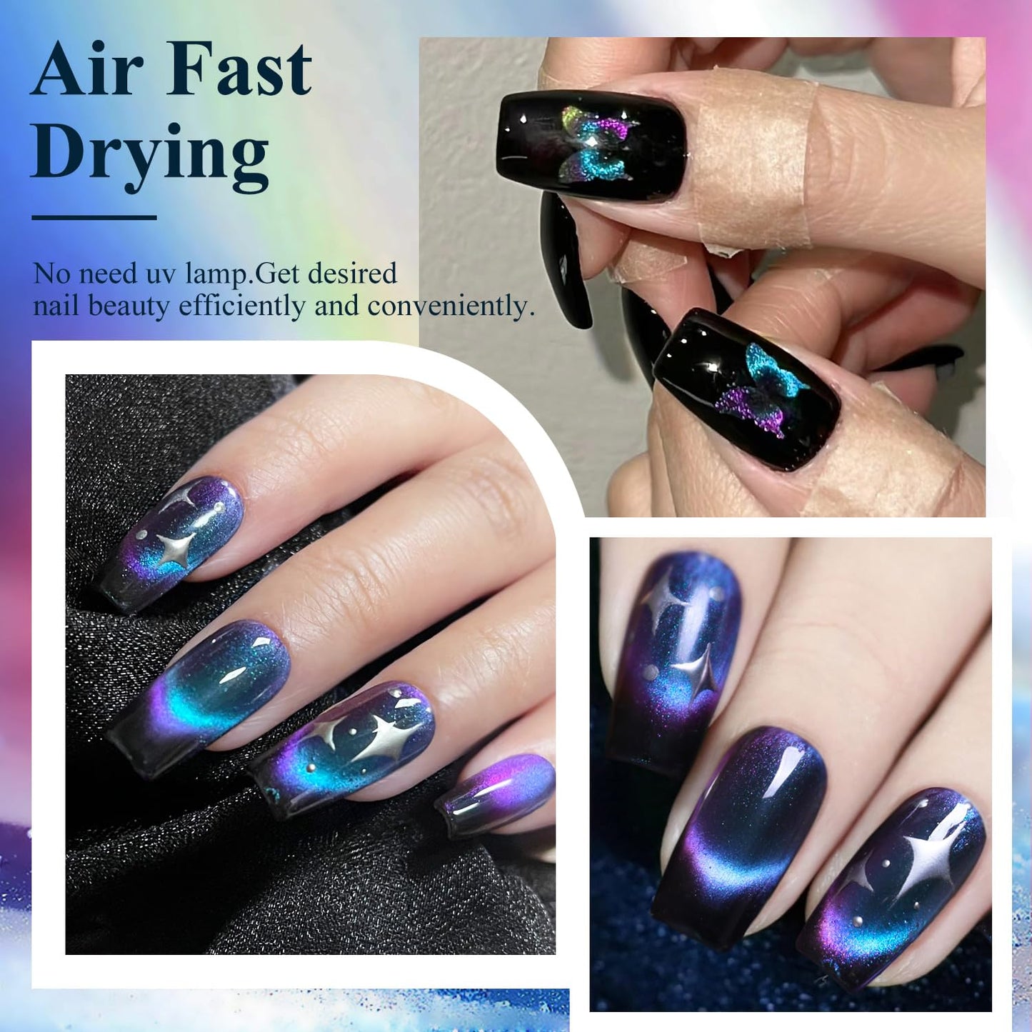 Cat Eye Nail Polish,Magnetic Effects with Chameleon Natural Air Drying Nail Art Salon Manicure Home(A02, 10ML)