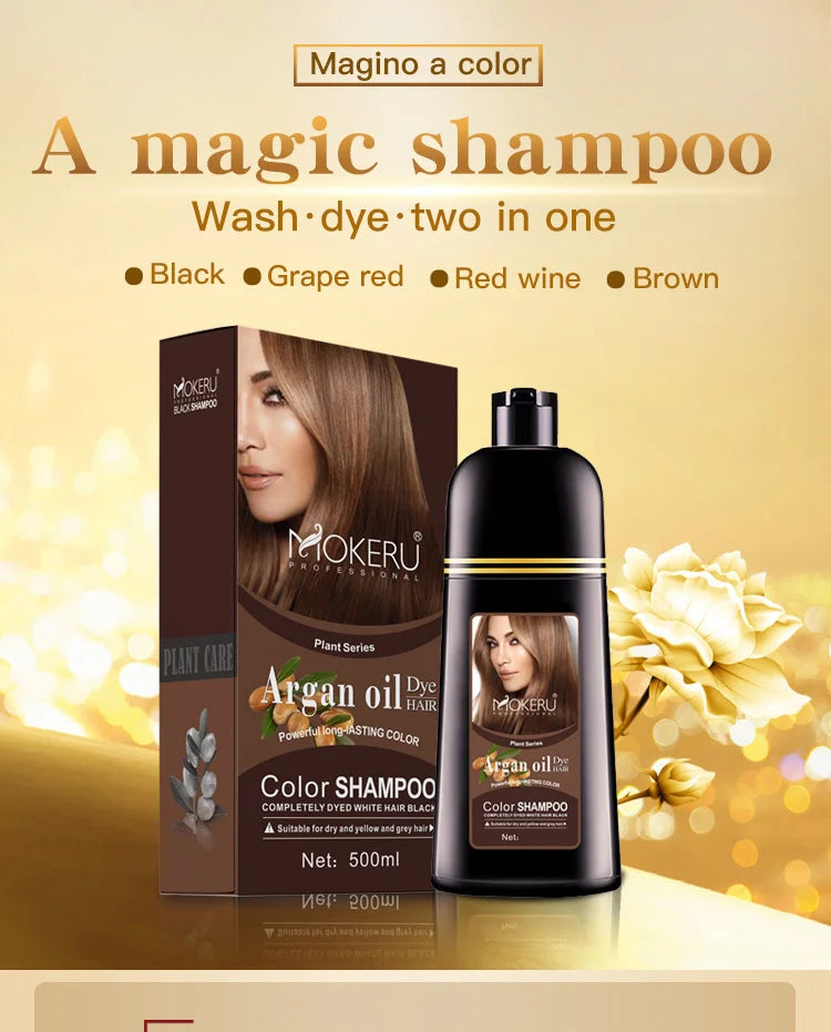 Mokeru Natural Brown Hair Color Shampoo – Long-Lasting Permanent Dye
