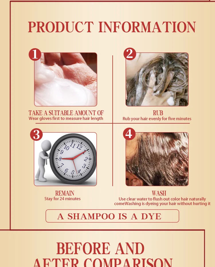 Mokeru Natural Brown Hair Color Shampoo – Long-Lasting Permanent Dye