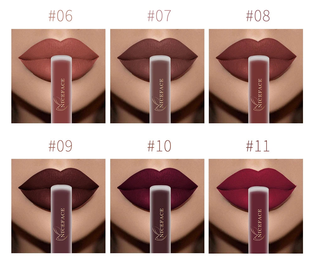 NICEFACE Hot Color Lip Gloss – Waterproof Matte & Long-Lasting