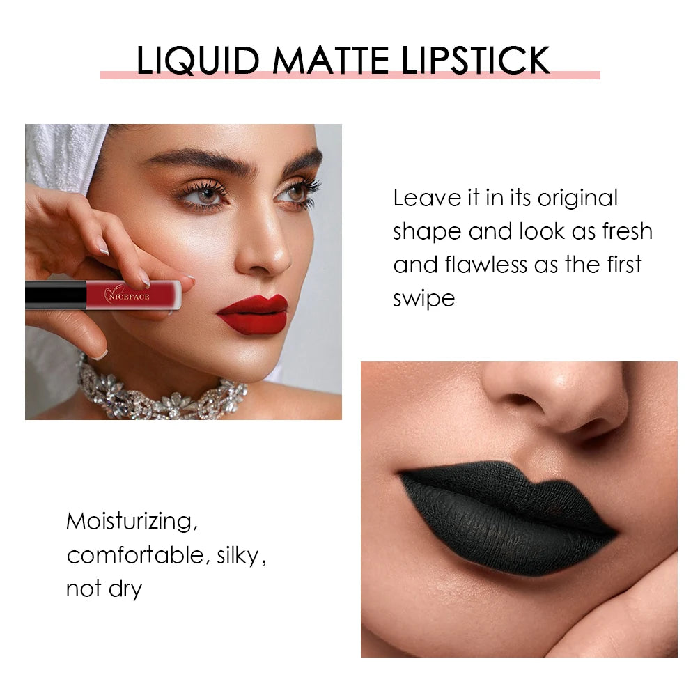 NICEFACE Hot Color Lip Gloss – Waterproof Matte & Long-Lasting