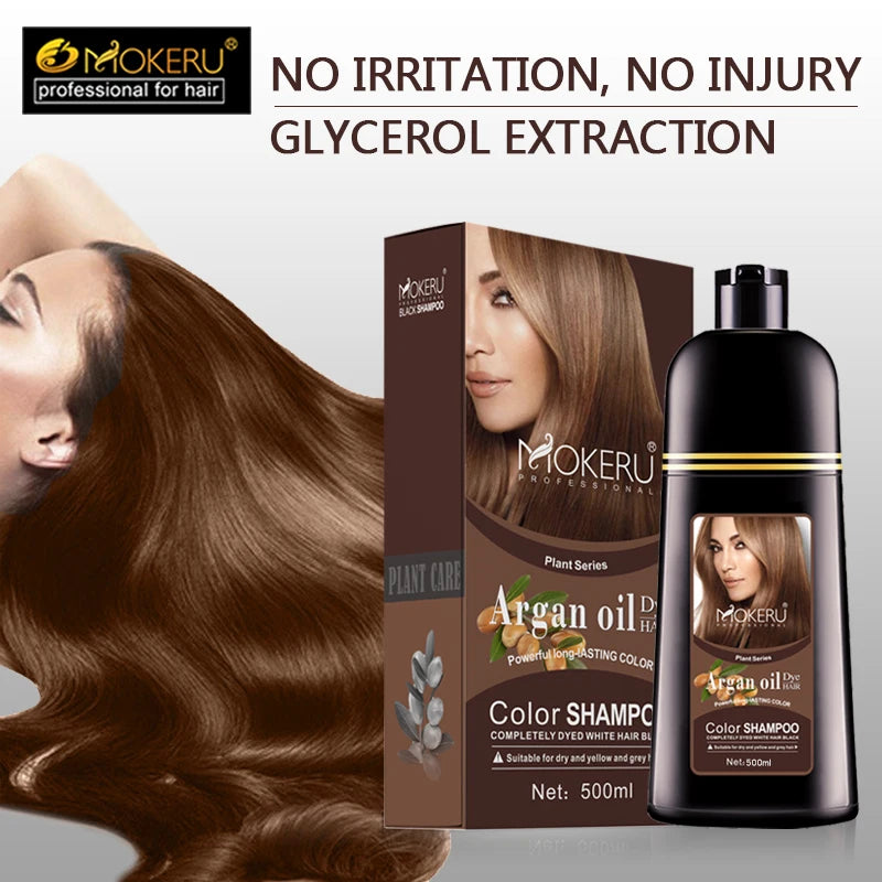 Mokeru Natural Brown Hair Color Shampoo – Long-Lasting Permanent Dye