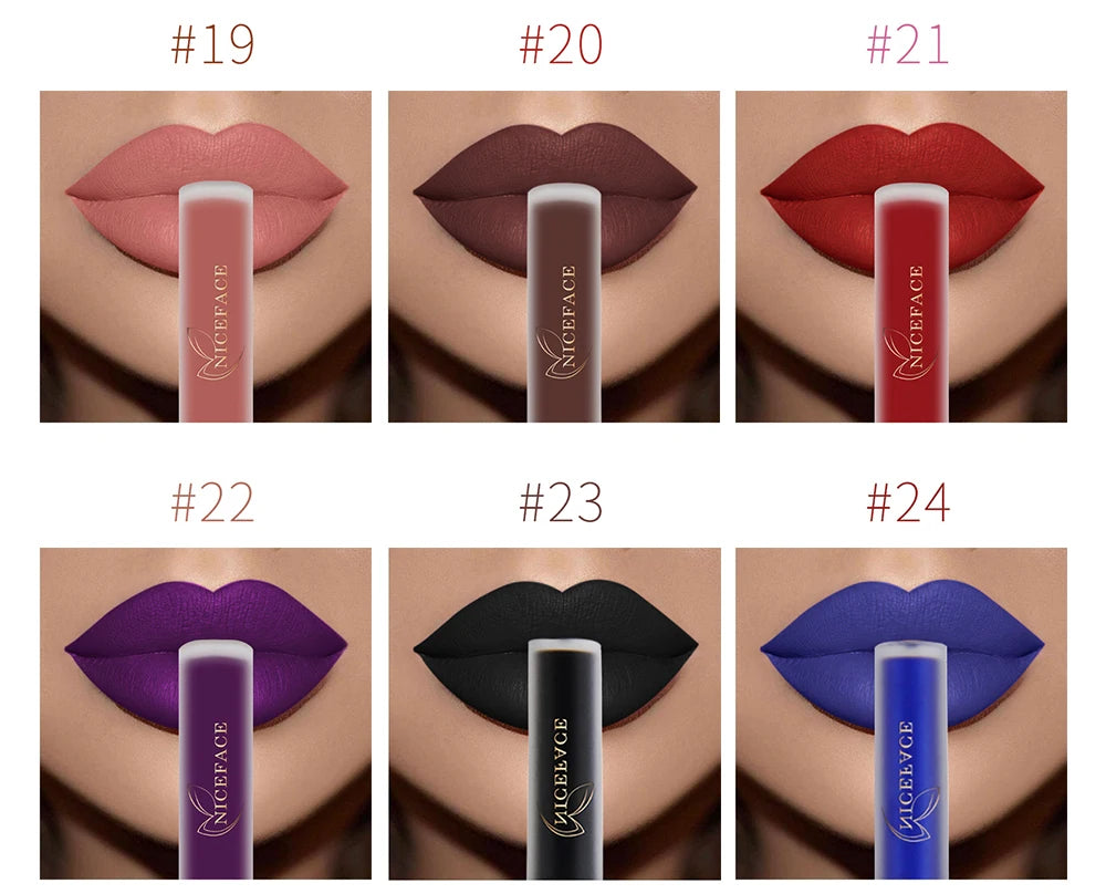 NICEFACE Hot Color Lip Gloss – Waterproof Matte & Long-Lasting