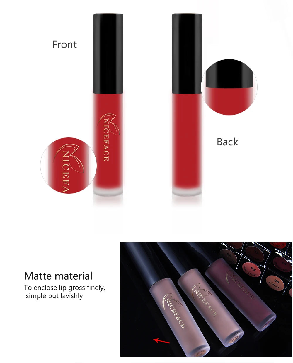 NICEFACE Hot Color Lip Gloss – Waterproof Matte & Long-Lasting