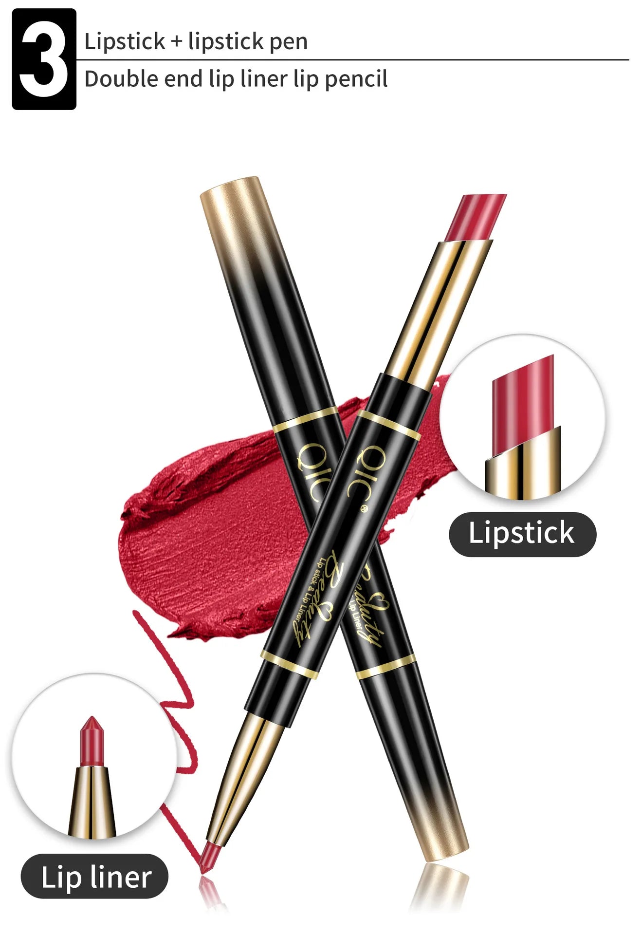 2-in-1 Waterproof Lip Liner & Nude Matte Lipstick – Double-Ended