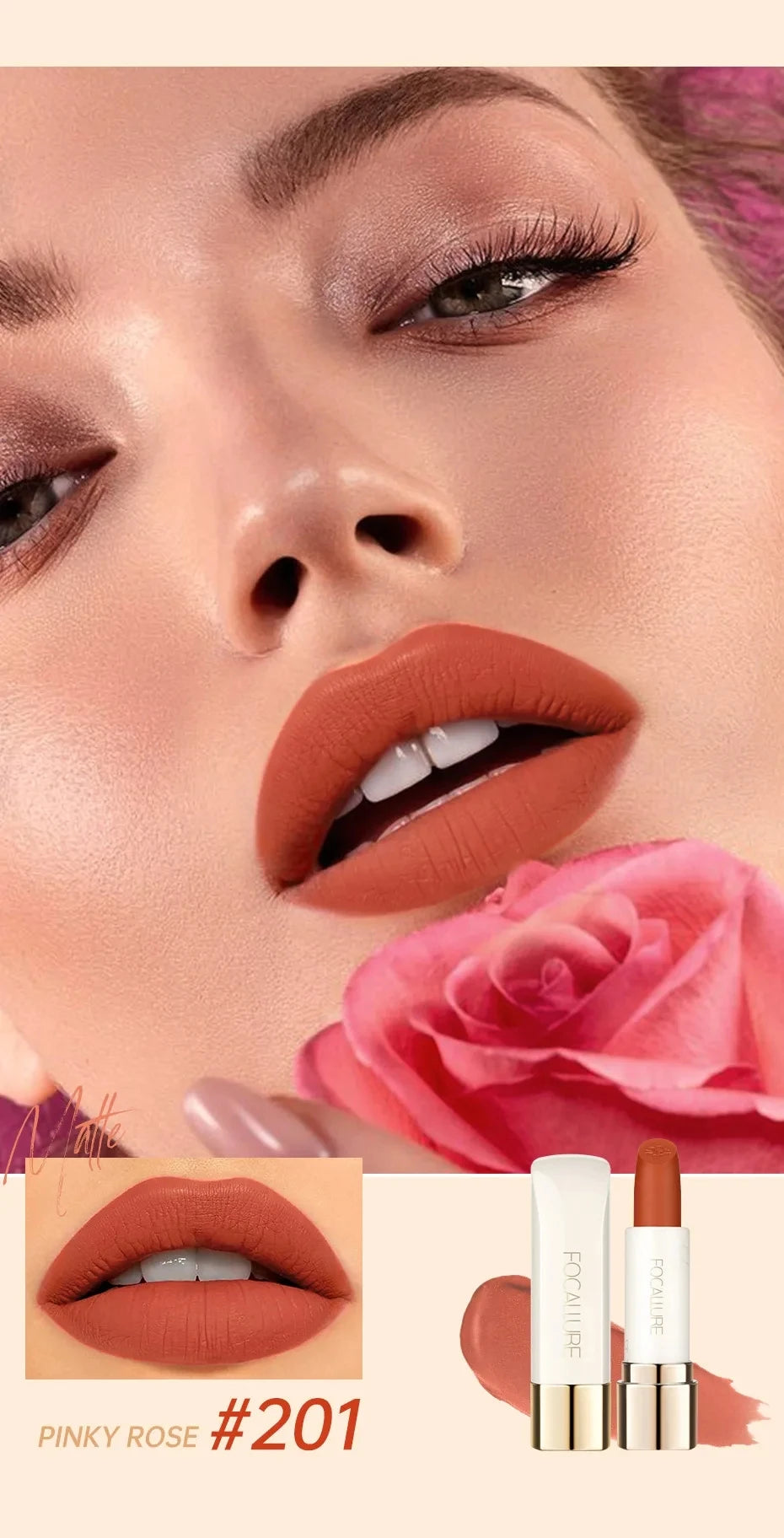 FOCALLURE 16-Color Matte Lipstick – Waterproof, High Pigment