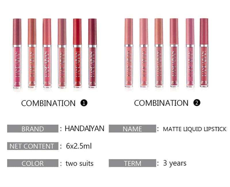 HANDAIYAN Lipstick Set – Waterproof, Long-Lasting & Matte