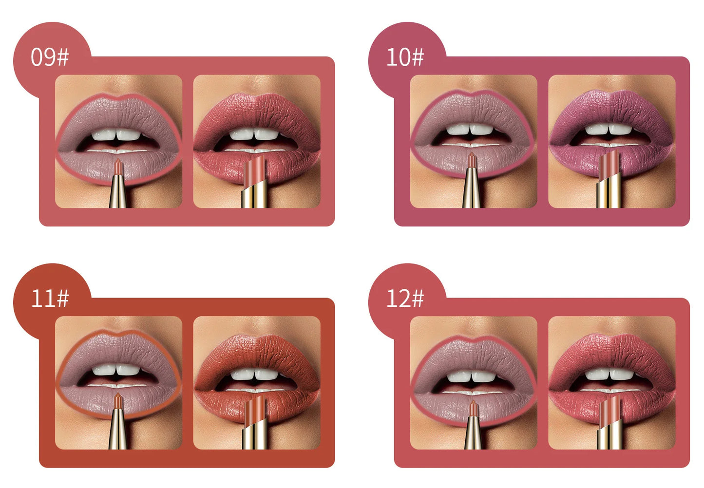 2-in-1 Waterproof Lip Liner & Nude Matte Lipstick – Double-Ended